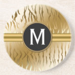 Rayure de zèbre d'or avec le monogramme dessous de verre
