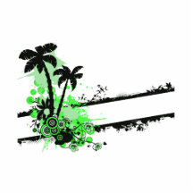 Rayure florale noire verte de deux paumes W Photos En Relief