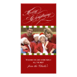 Rayure verte rouge de cartes photos de Joyeux Noël photocartes
