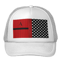 Rayures blanches de rouge de pois de noir nommé de casquette de camionneur
