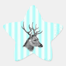 Rayures blanches turquoises Girly de cerfs communs Autocollants