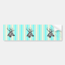Rayures blanches turquoises Girly de cerfs communs Autocollants Pour Voiture