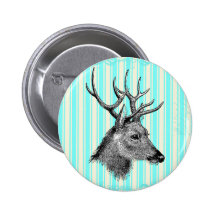 Rayures blanches turquoises Girly de cerfs communs Pin's Avec Agrafe