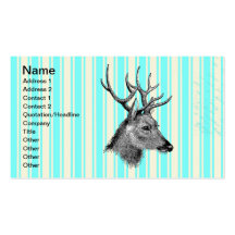 Rayures blanches turquoises Girly de cerfs communs Modèle De Carte De Visite