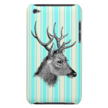 Rayures blanches turquoises Girly de cerfs communs Coque iPod Touch