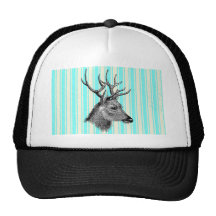 Rayures blanches turquoises Girly de cerfs communs Casquettes De Camionneur