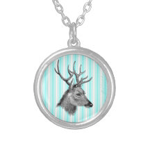 Rayures blanches turquoises Girly de cerfs communs Bijouterie