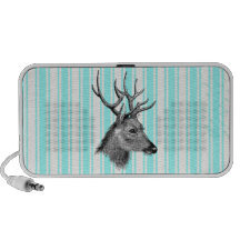 Rayures blanches turquoises Girly de cerfs communs Haut-parleur De Voyage