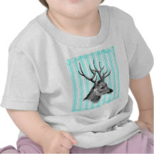 Rayures blanches turquoises Girly de cerfs communs T-shirts