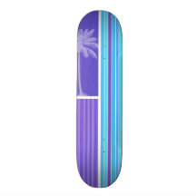 Rayures bleues et pourpres tropicales ; Rayé Planches À Roulettes Customisées