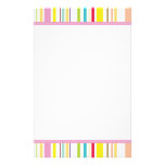 Rayures colorées L - rose Papier À Lettre Personnalisable