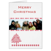 Rayures de Joyeux Noël avec votre photo de famille Cartes