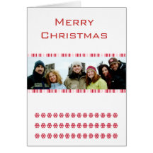 Rayures de Joyeux Noël avec votre photo de famille Carte De Vœux