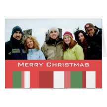 Rayures de Joyeux Noël avec votre photo de famille Carte