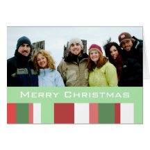 Rayures de Joyeux Noël avec votre photo de famille Carte De Vœux