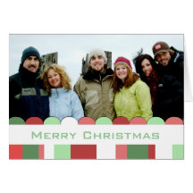 Rayures de Joyeux Noël avec votre photo de famille Cartes