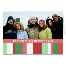 Rayures de Joyeux Noël avec votre photo de famille Cartes De Vœux
