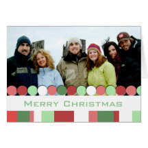 Rayures de Joyeux Noël avec votre photo de famille Carte De Vœux