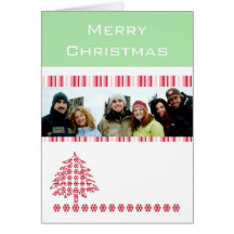 Rayures de Joyeux Noël avec votre photo de famille Carte De Vœux
