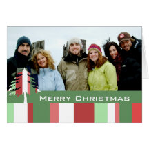 Rayures de Joyeux Noël avec votre photo de famille Cartes De Vœux