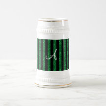 Rayures de scintillement de vert de monogramme tasses