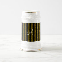 Rayures de scintillement d'or de monogramme tasse
