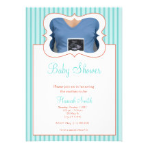 Rayures de sucrerie - baby shower TR de photo Faire-parts