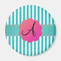 Rayures de turquoise de monogramme aimants