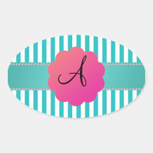 Rayures de turquoise de monogramme autocollants
