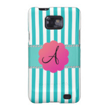 Rayures de turquoise de monogramme coque samsung galaxy s2