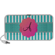 Rayures de turquoise de monogramme haut-parleurs PC