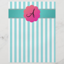 Rayures de turquoise de monogramme prospectus en couleur