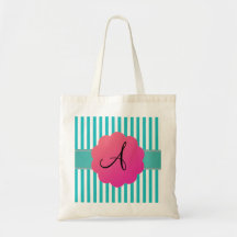 Rayures de turquoise de monogramme sacs
