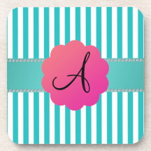 Rayures de turquoise de monogramme sous-bocks