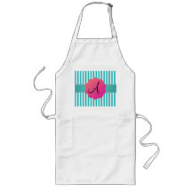 Rayures de turquoise de monogramme tablier