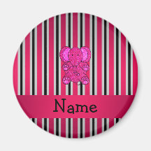 Rayures nommées personnalisées de noir de rose d'é aimant