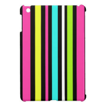 Rayures roses bleues au néon de vert jaune d'amuse coques iPad mini