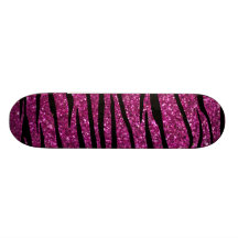 Rayures roses de zèbre de scintillement planches à roulettes