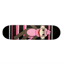 Rayures roses mignonnes de chapeau de fleur de fil plateaux de planche à roulettes