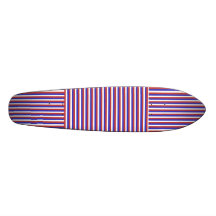 Rayures rouges, blanches et bleues skateboard customisable