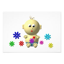 REBONDISSEMENT DU BÉBÉ AVEC 7 FLEURS INVITATIONS PERSONNALISÉES