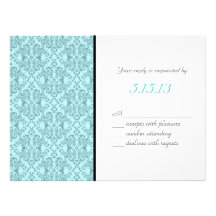 Réception blanche noire turquoise de mariage damas faire-parts