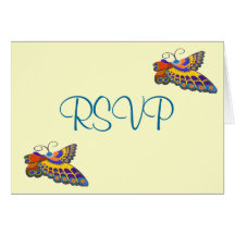 Réception de mariage colorée de papillon RSVP Carte De Vœux