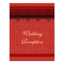 Réception de mariage rouge de brocard de damassé invitations personnalisables