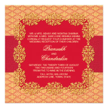 Réception rouge et jaune de mariage indien faire-parts