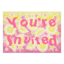 Rectangle rose d'invitation de partie de limonade