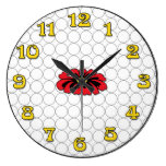Red Daisy on White Circles Timekeeper Clocks