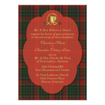 Red & Green Stuart Tartan Plaid Custom Wedding Personalized Announcements