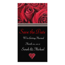 Red Rose Wedding Announcement Card Custom Photo Card