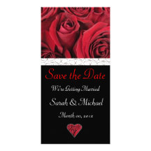 Red Rose Wedding Announcement Customized Photo Card